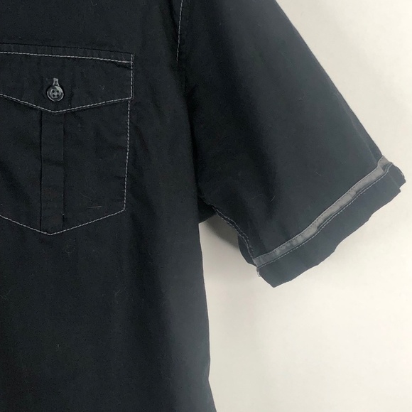 Michael Brandon black short sleeve button down shirt L - Picture 3 of 9